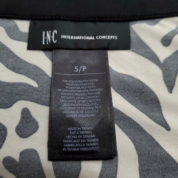 INC International Concepts animal print beaded tunic top shirt black beige S - Picture 12 of 12